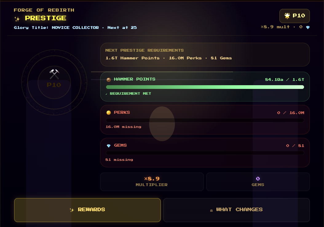 PocketForge prestige screen